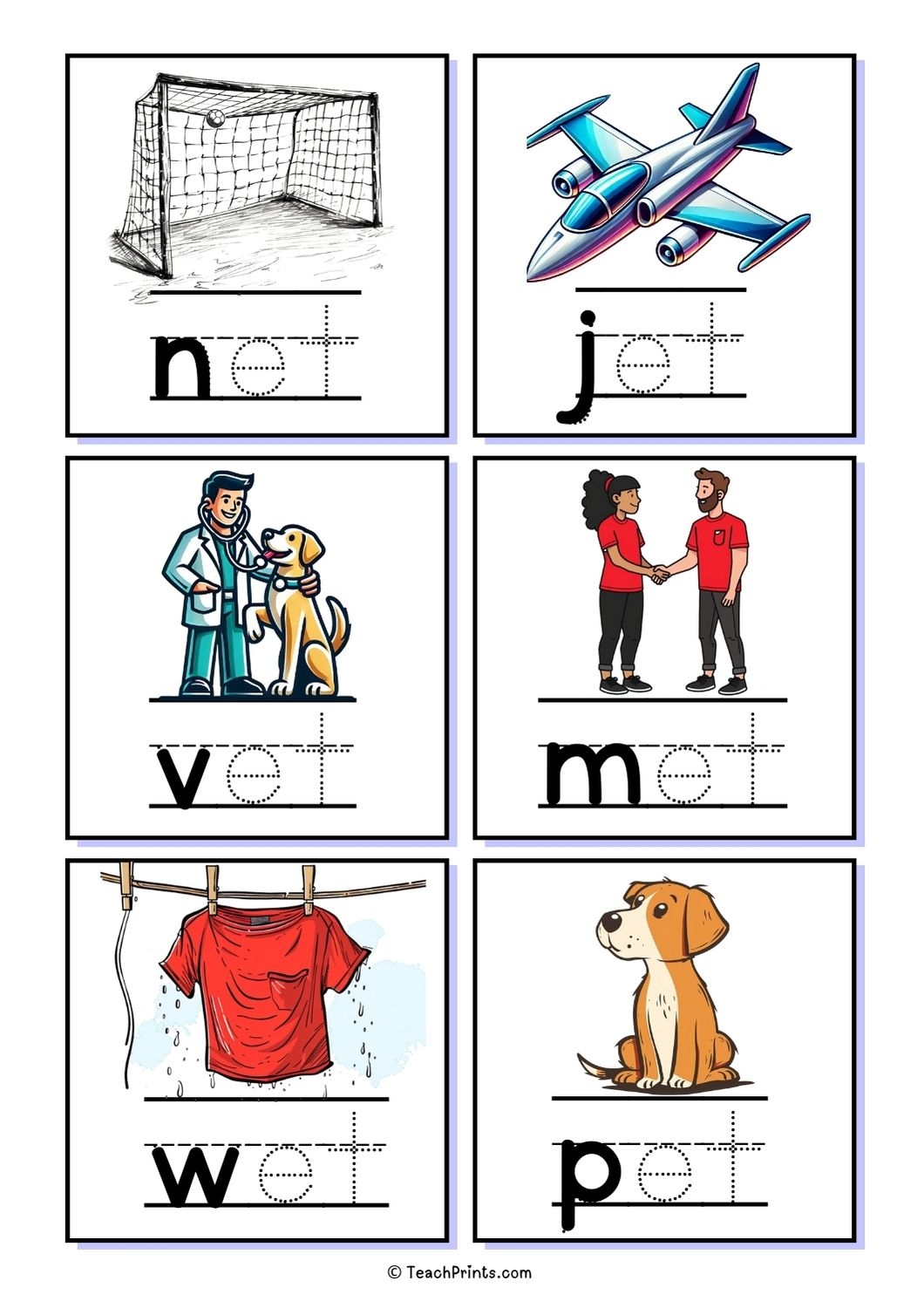 Free et Word Family Worksheets Teach Prints