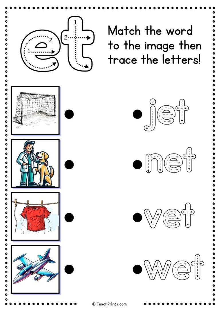 Free et Word Family Worksheets Teach Prints