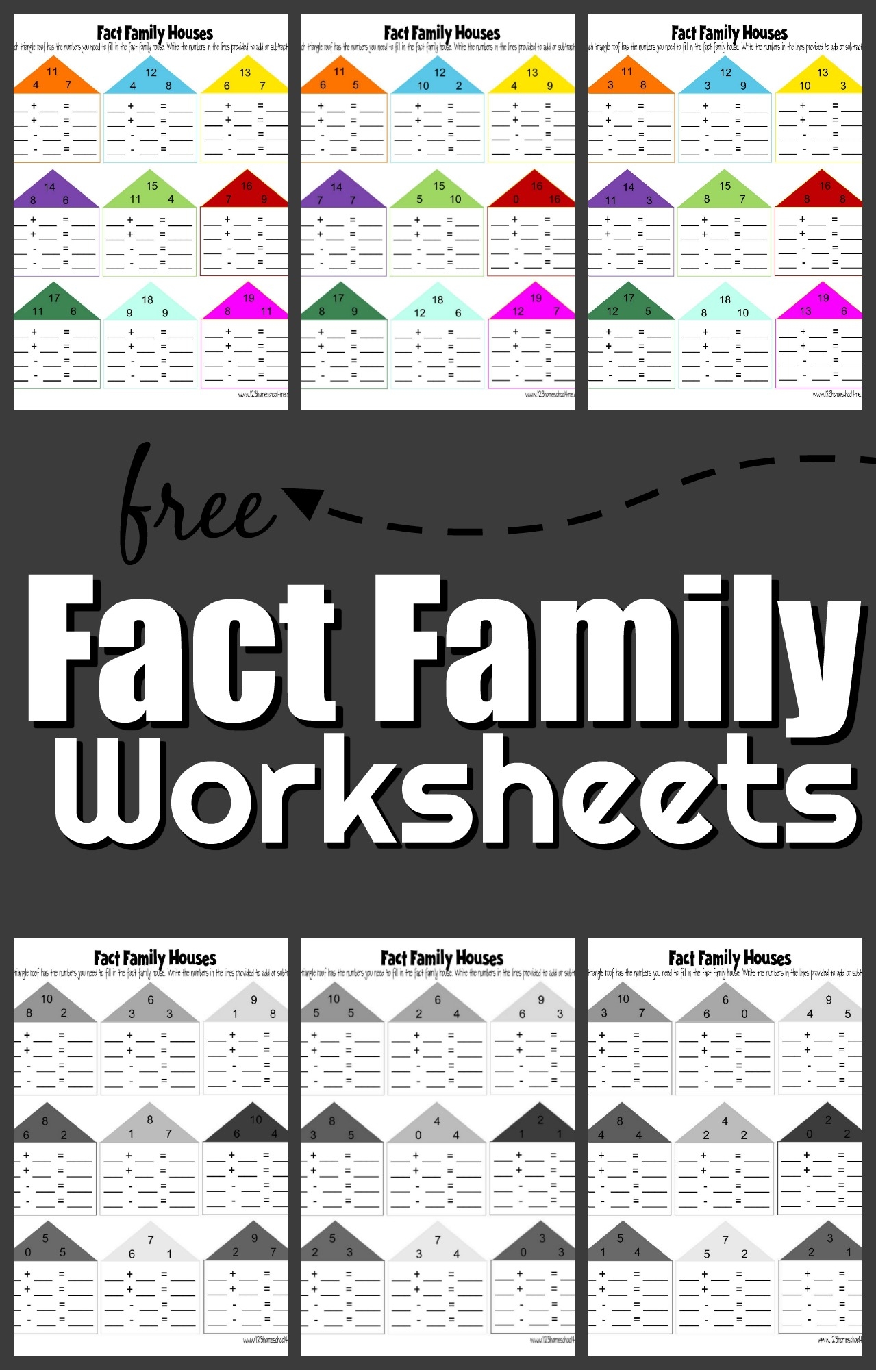 FREE Fact Family Worksheets For Kindergarten And 1st Grade