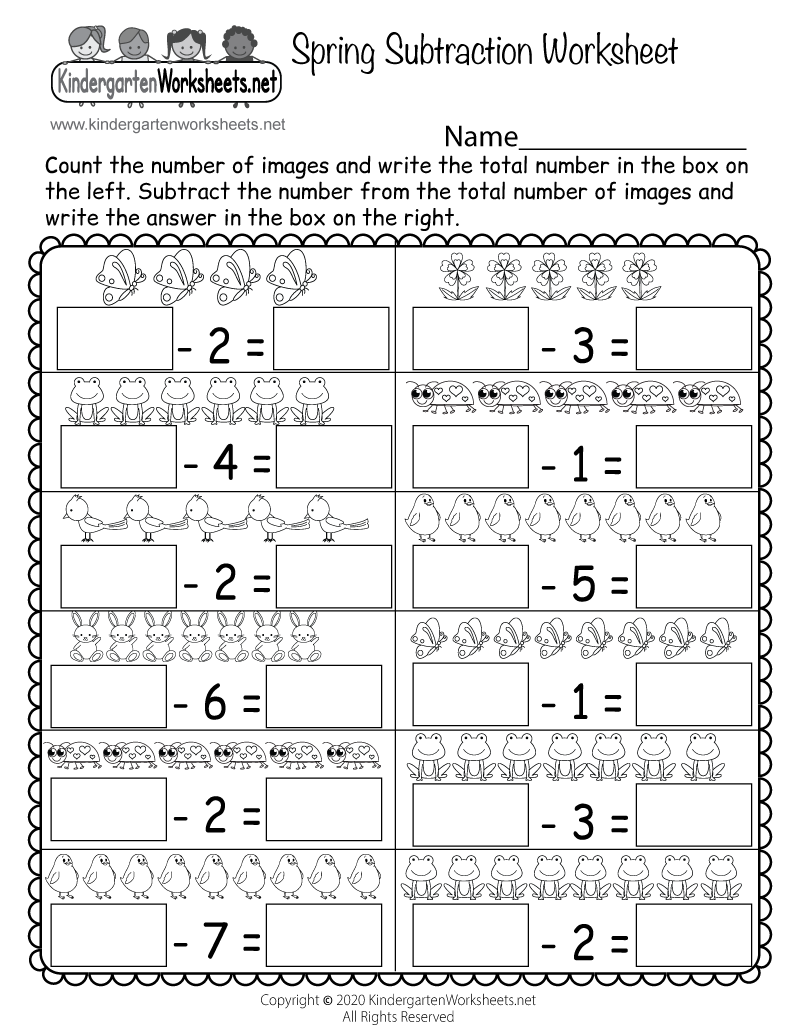 Free Fall Math Worksheet For Kindergarten Subtraction Made By 