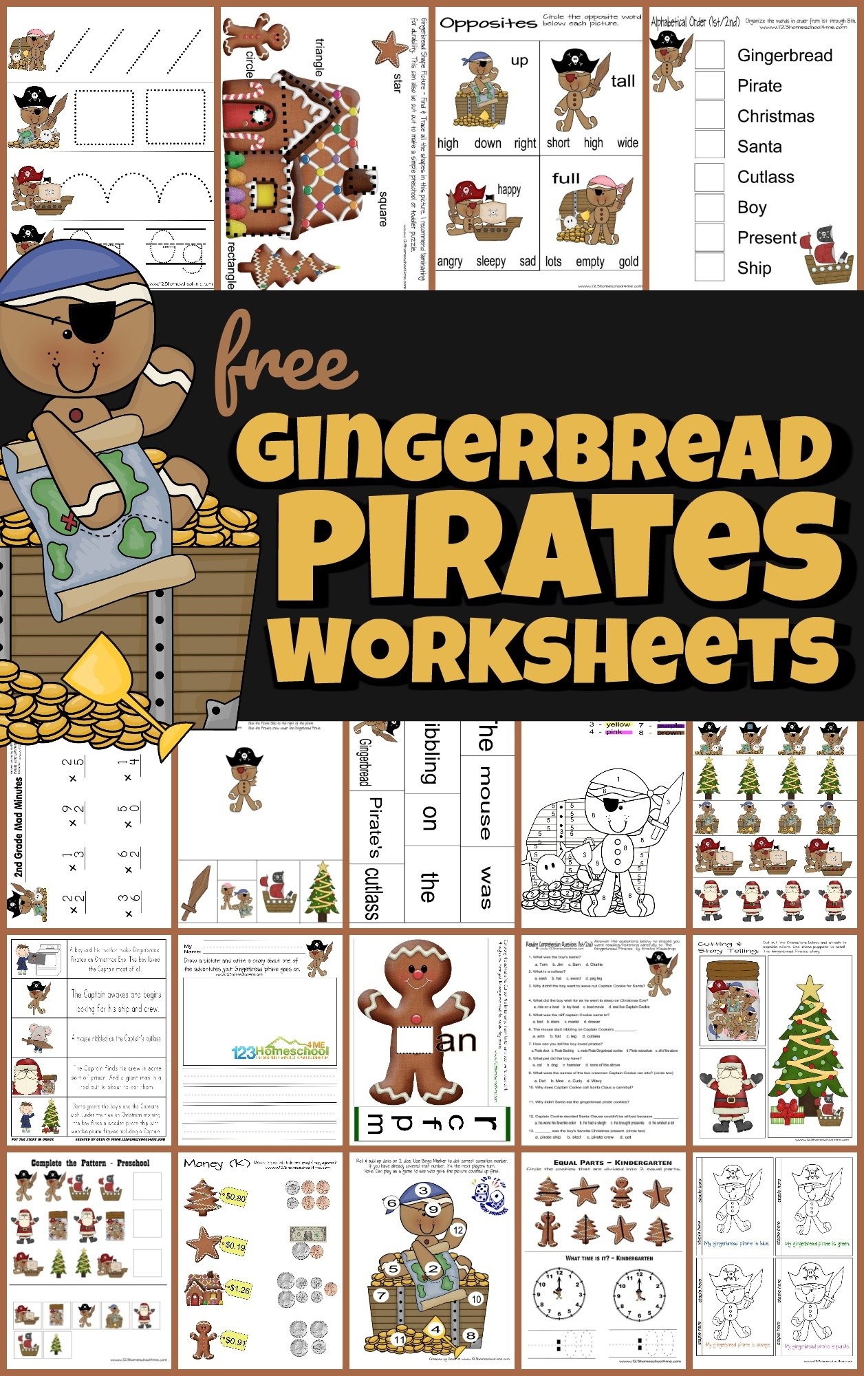 FREE Gingerbread Pirates Christmas Worksheets