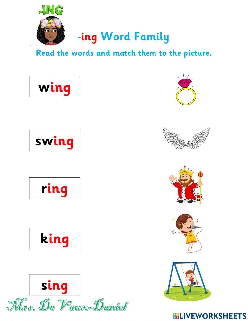 Free Ing Word Family Worksheet Download Free Ing Word Family 