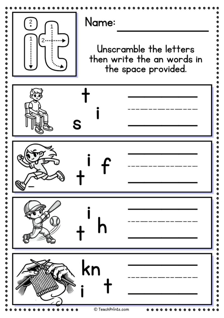 Free It Word Family Worksheets Teach Prints