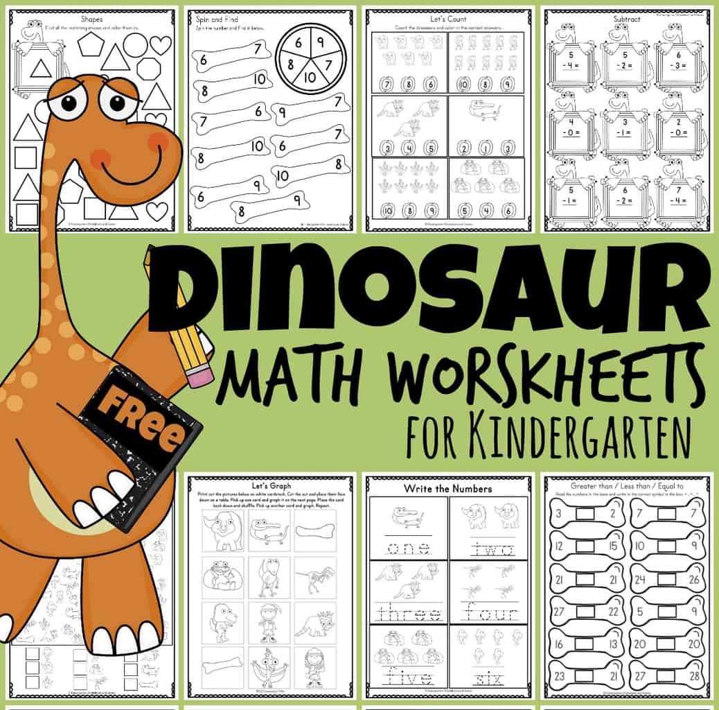 FREE Kindergarten Dinosaur Math Worksheets FREE Kindergarten Dinosaur Math Worksheets