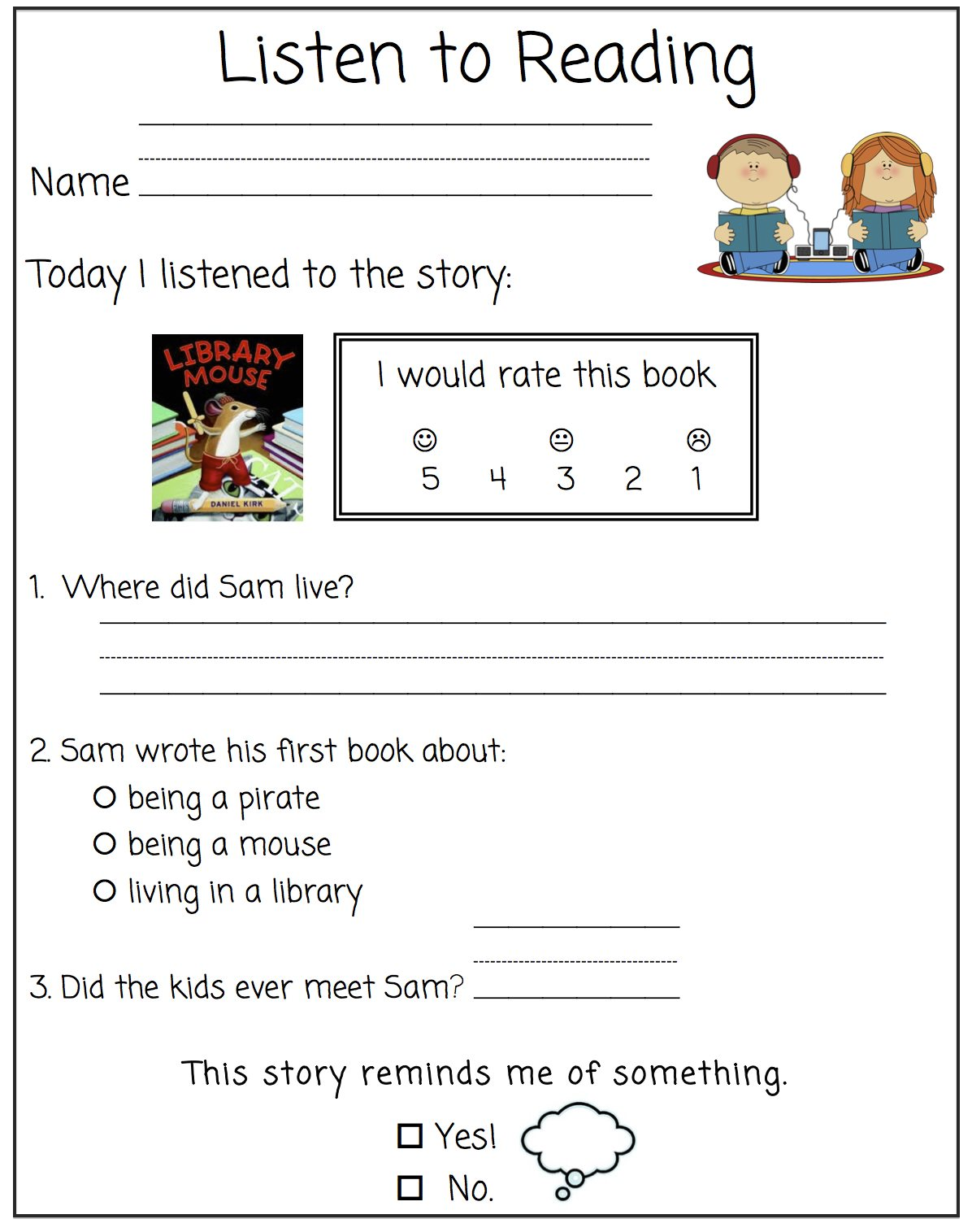 Free Kindergarten Listening Comprehension Worksheet Download Free Kindergarten Listening Comprehension Worksheet Png Images Free Worksheets On Clipart Library