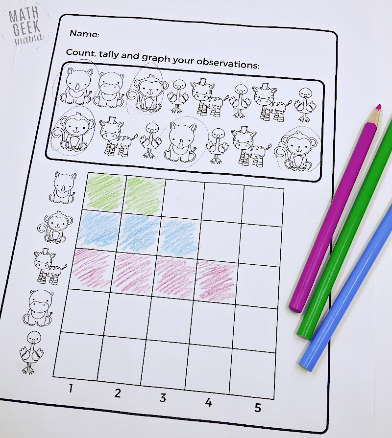 FREE Kindergarten Math Worksheets Multiple Skills Animal Theme