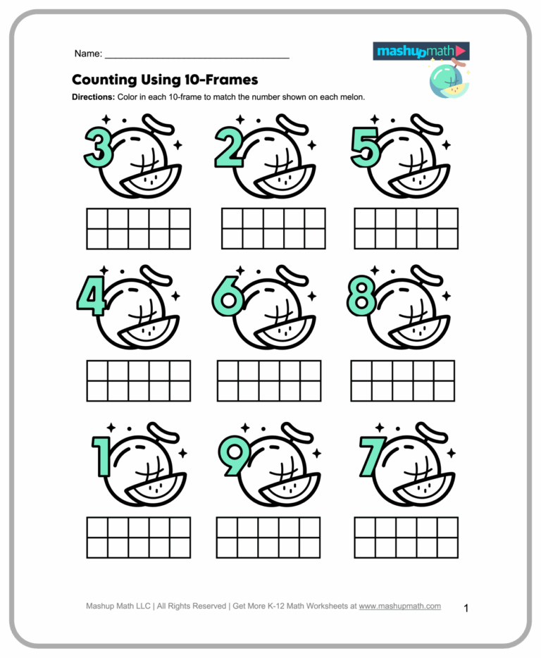 Free Kindergarten Math Worksheets Printable Mashup Math