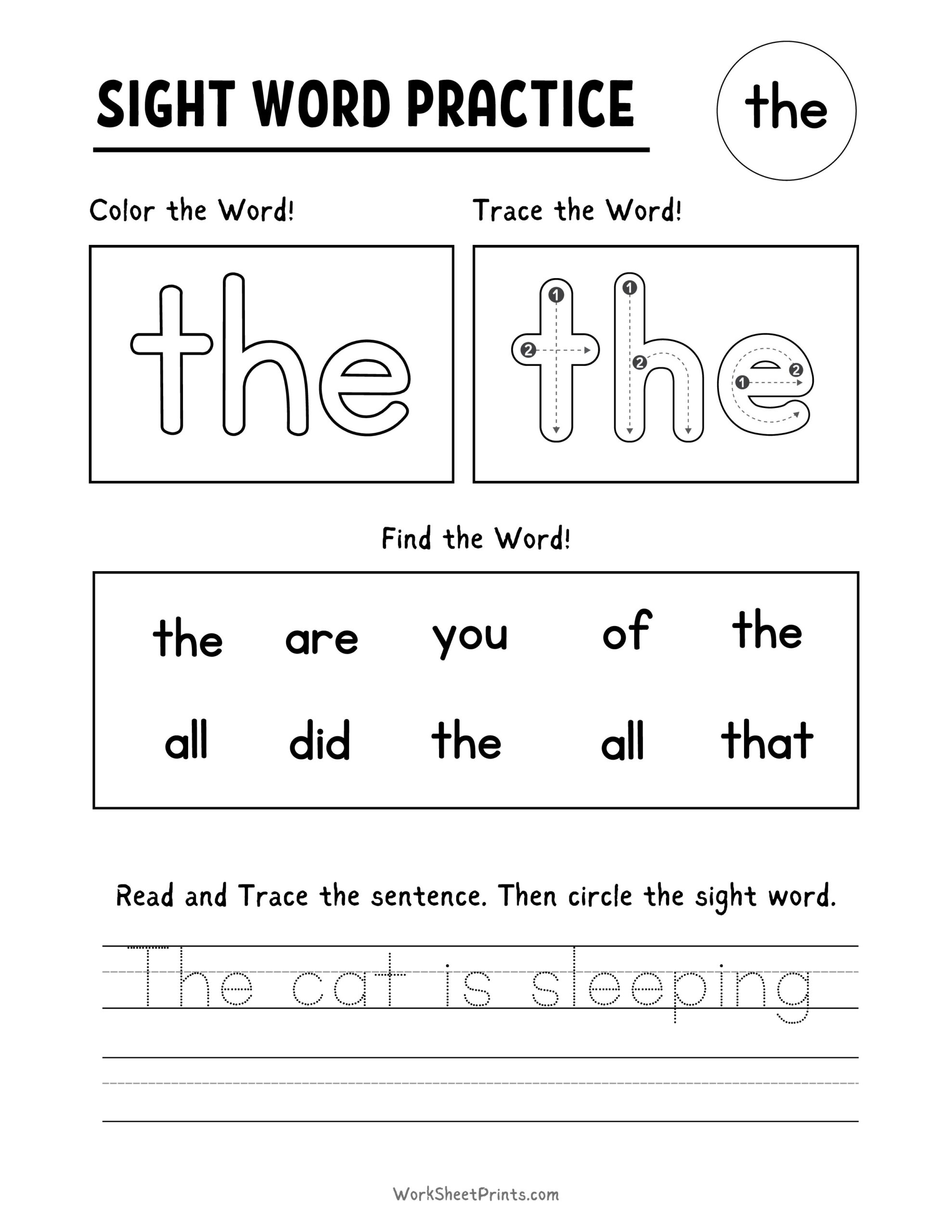 Worksheets Kindergarten Sight Words List Printable
