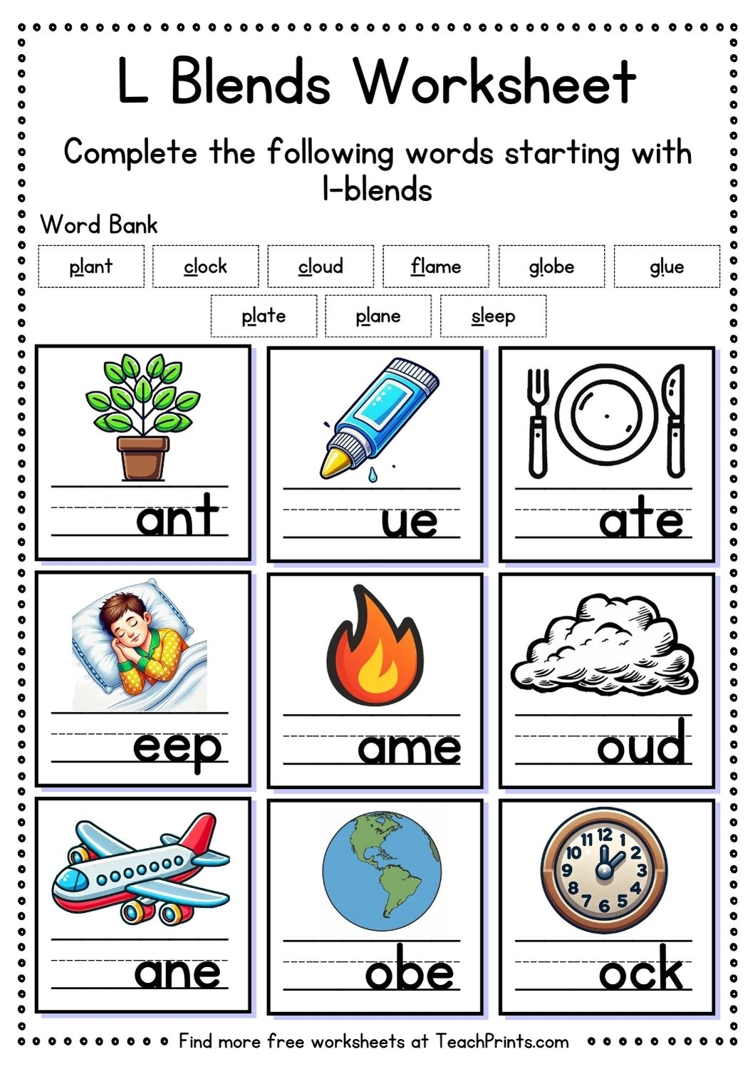 Free Blending Worksheets For Kindergarten