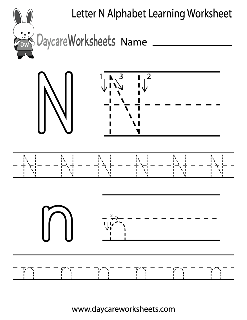 Free Letter N Alphabet Learning Worksheet For Preschool Free Letter N Alphabet Learning Worksheet For Preschool