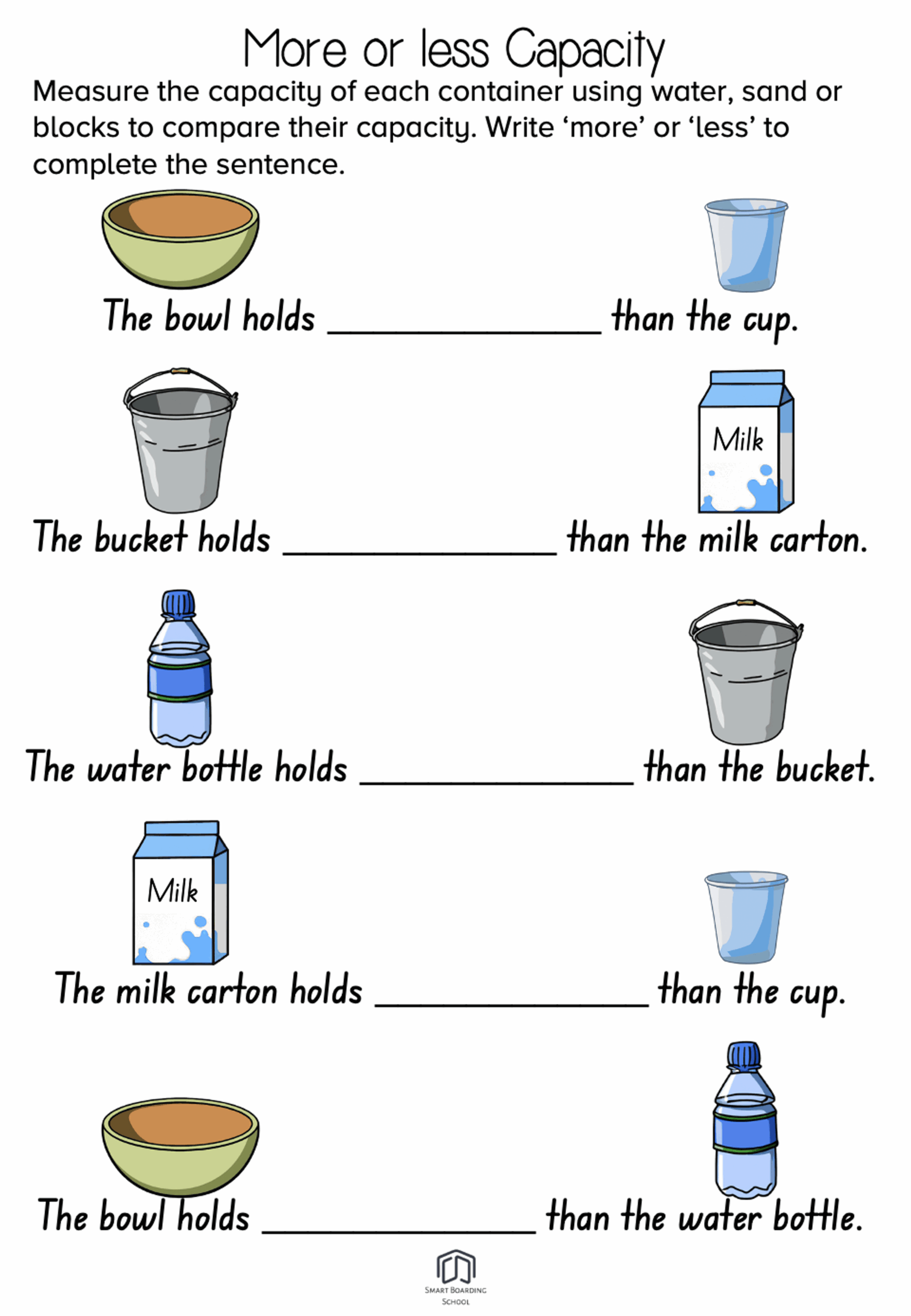 Free Measuring Capacity Worksheet