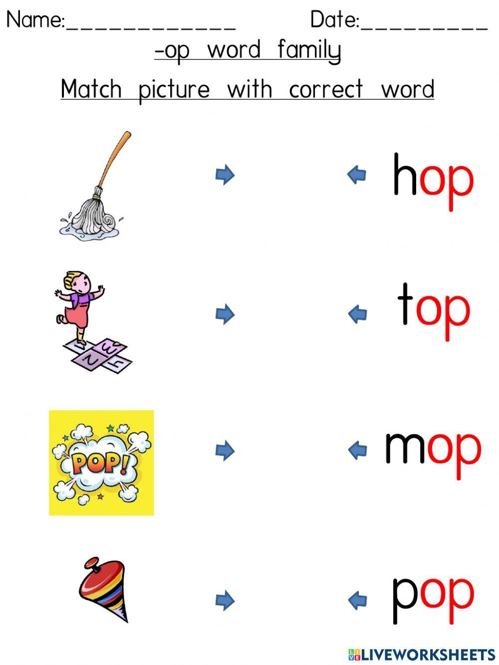 Free Op Word Family Worksheet Download Free Op Word Family Worksheet Png Images Free Worksheets On Clipart Library