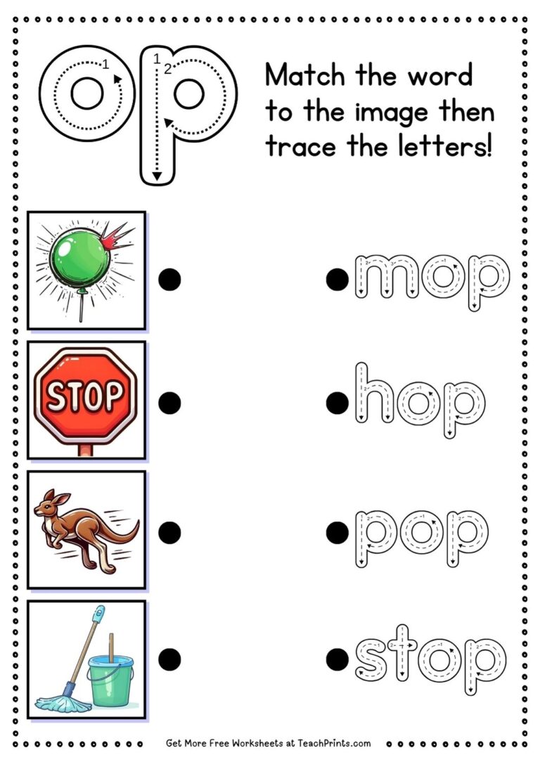 Free op Word Family Worksheets Teach Prints
