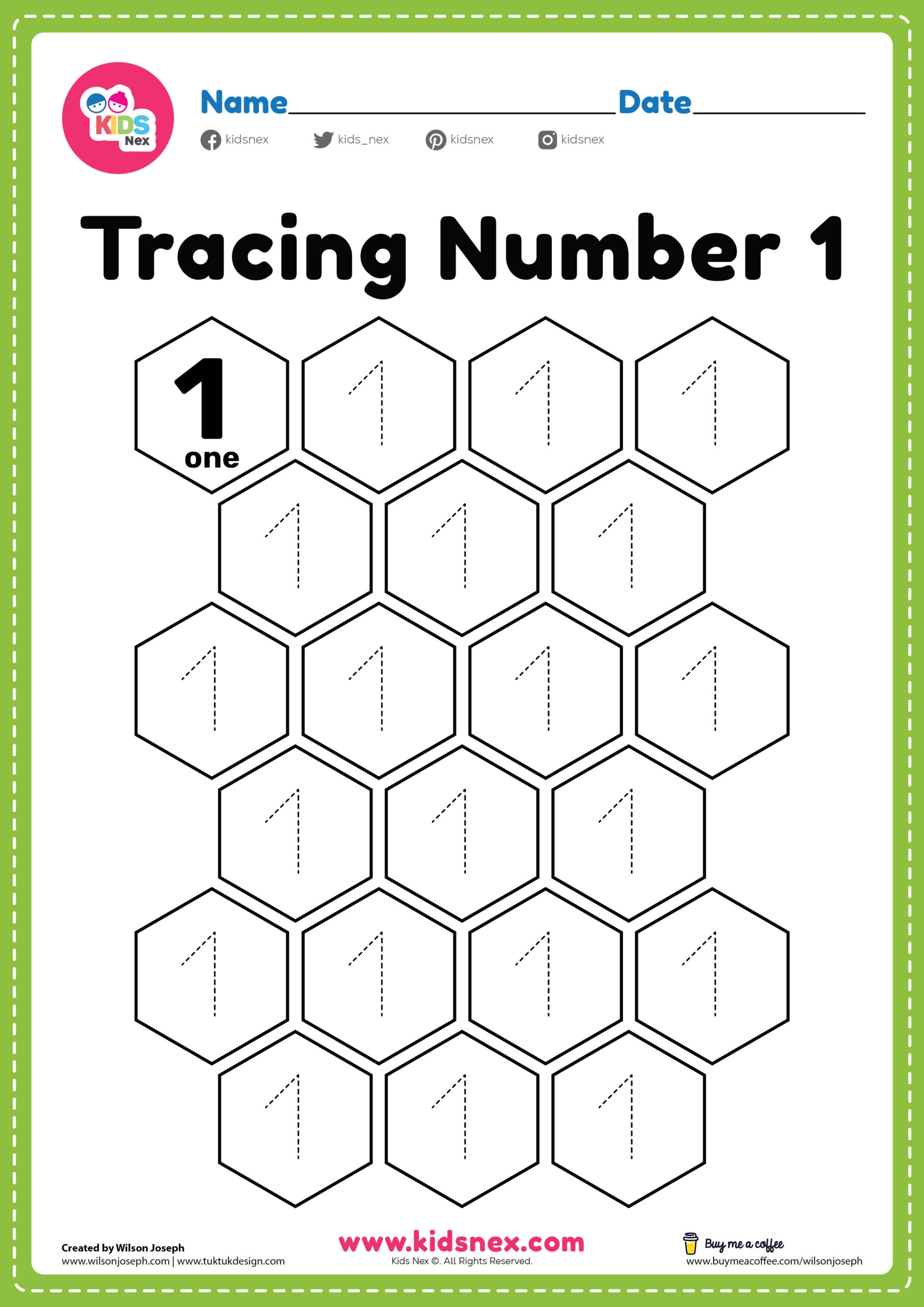 Kindergarten Number 1 Math Worksheets