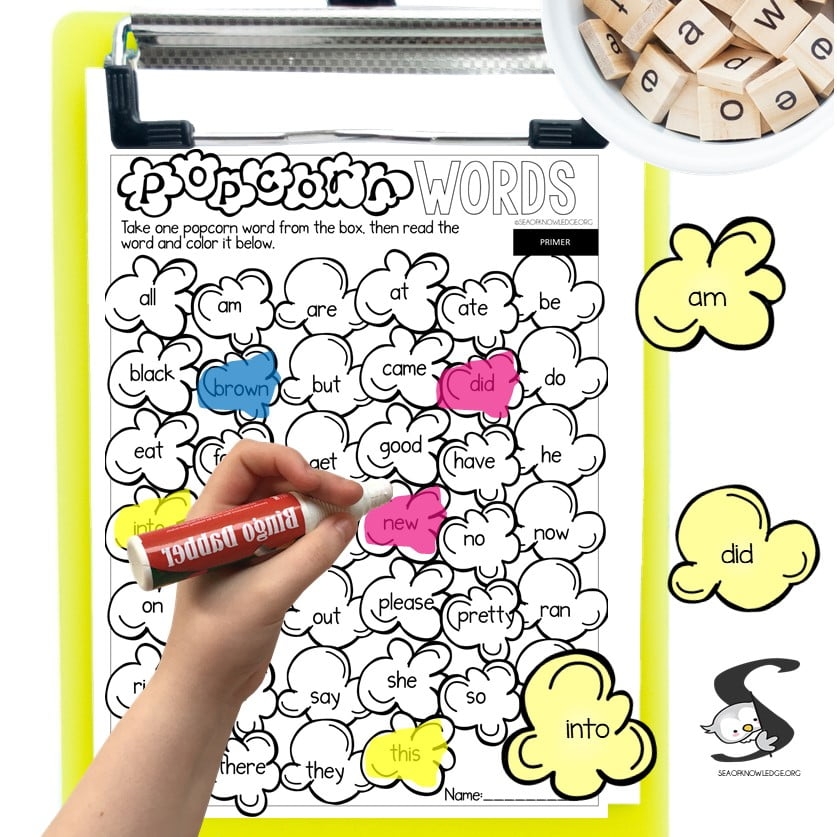 Free Popcorn Words Kindergarten Printable Game Free Popcorn Words Kindergarten Printable Game