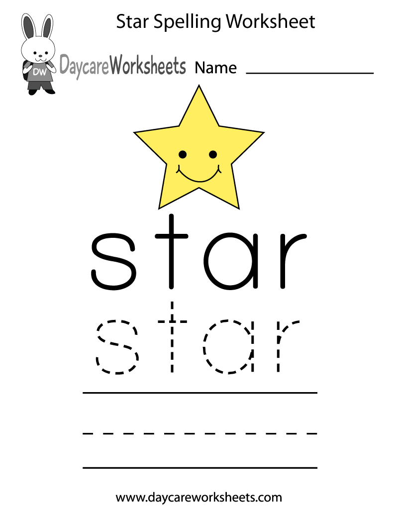 Free Preschool Star Spelling Worksheet