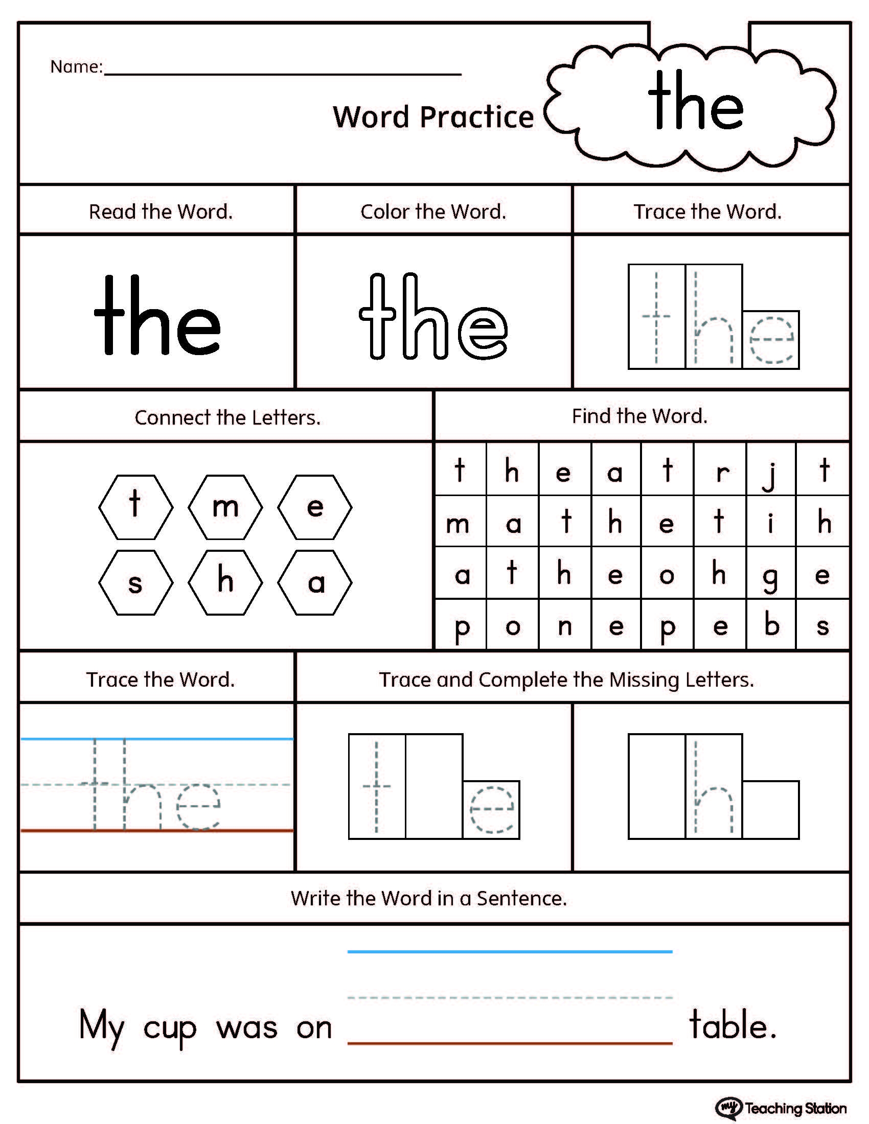 Free Preschool U0026 Kindergarten Sight Words Worksheets Printable Worksheets Library