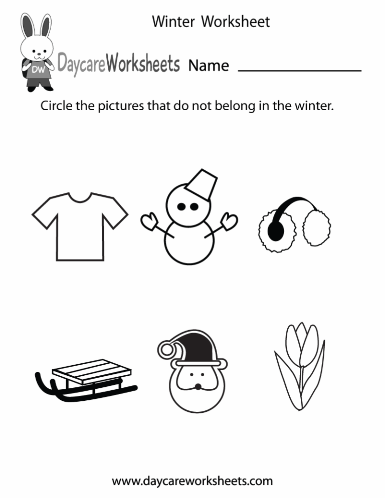 Free Preschool Winter Worksheet