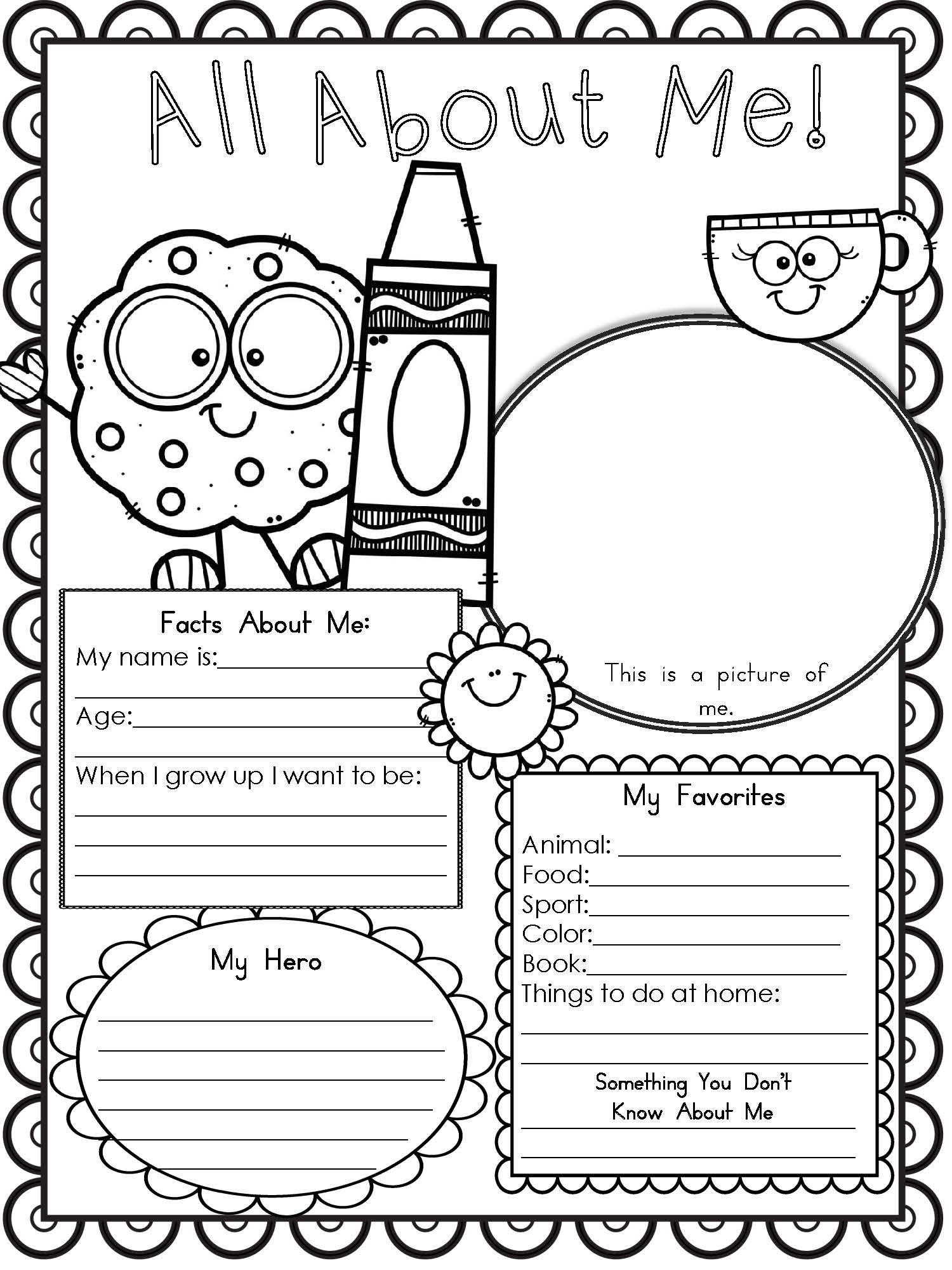 Free All About Me Worksheet Kindergarten