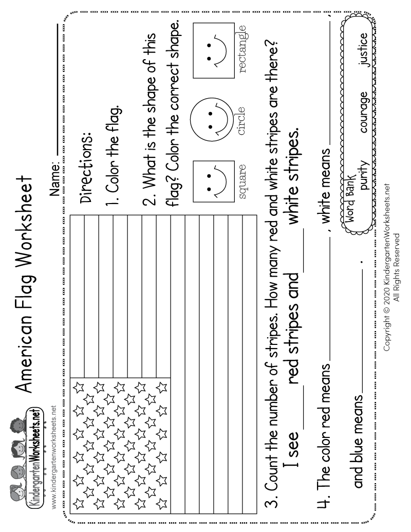 Free Printable American Flag Worksheet