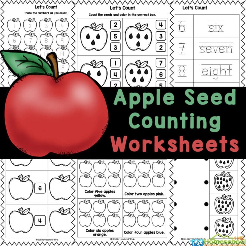 Kindergarten Apple Math Worksheets