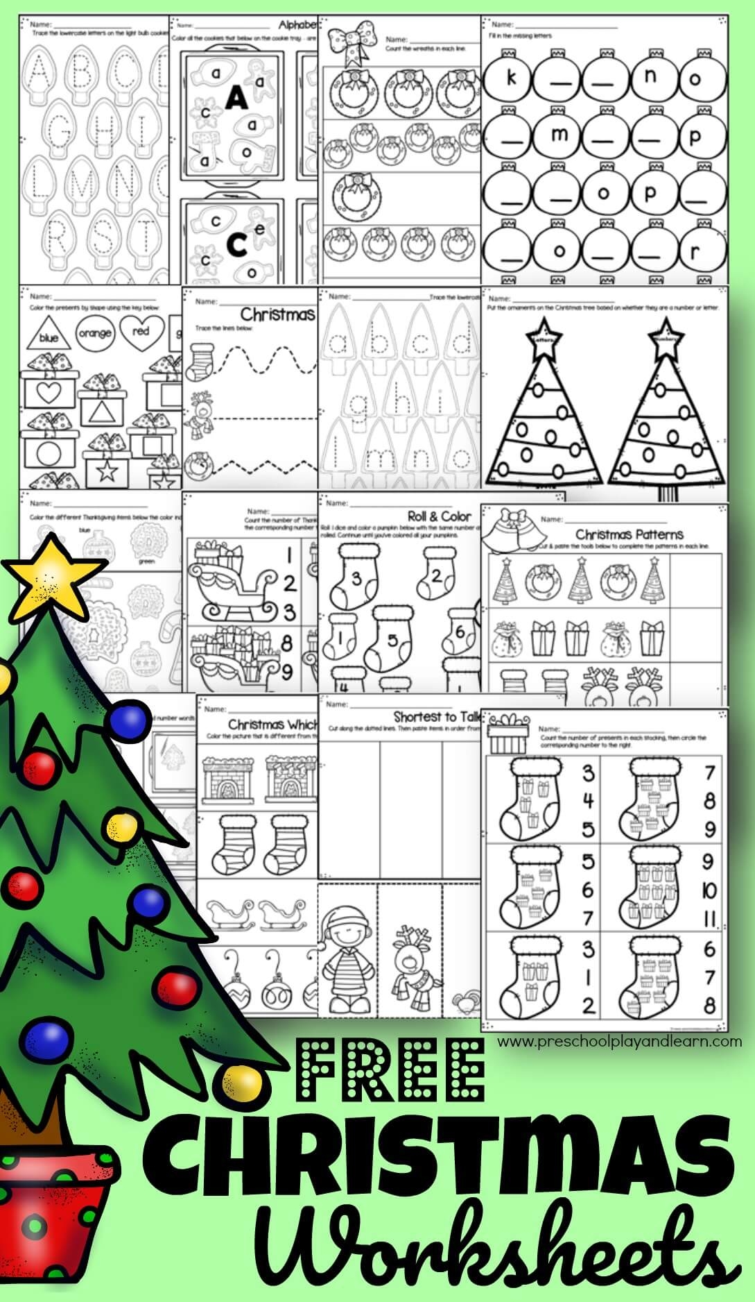 Printable Christmas Math Worksheets For Kindergarten