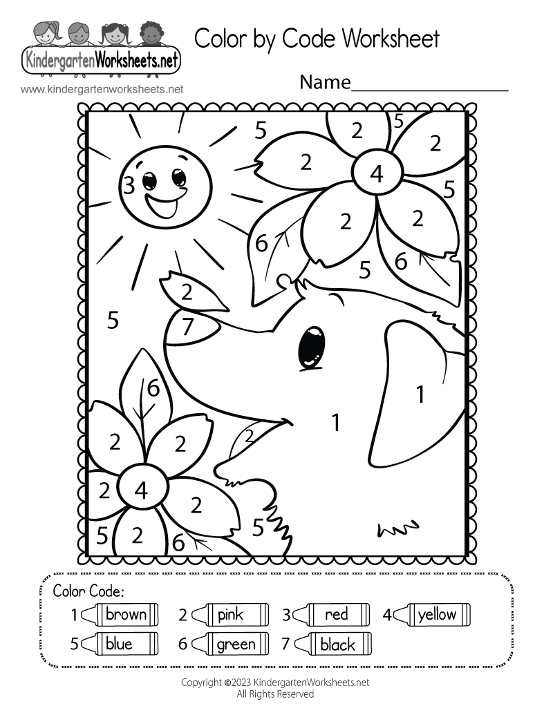 Free Printable Color By Code Worksheet