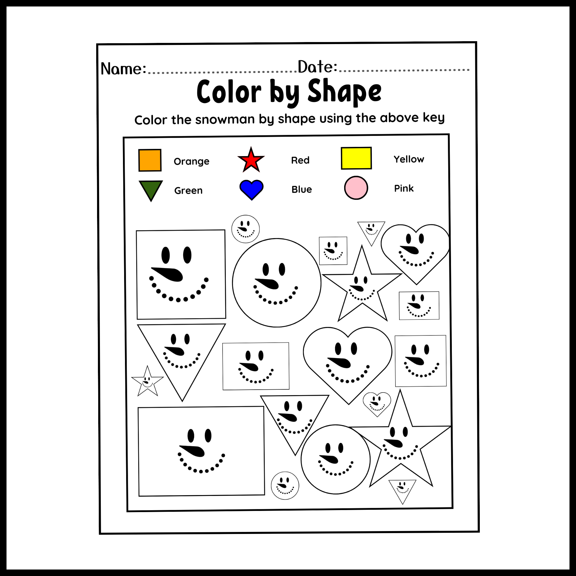 FREE Printable Color By Shape Printable Winter Worksheets Made 
