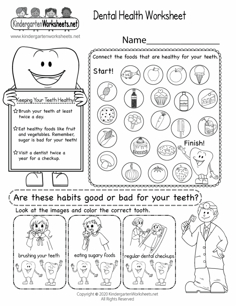 Free Printable Dental Health Worksheet