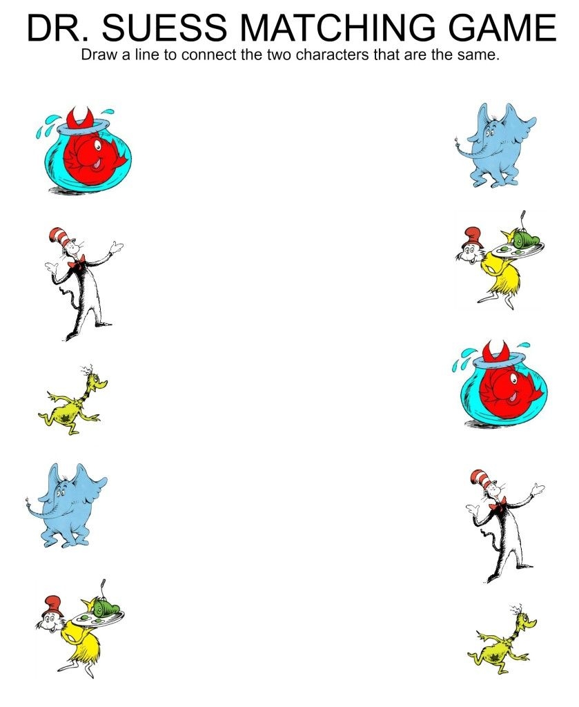 Free Dr Seuss Worksheets For Kindergarten