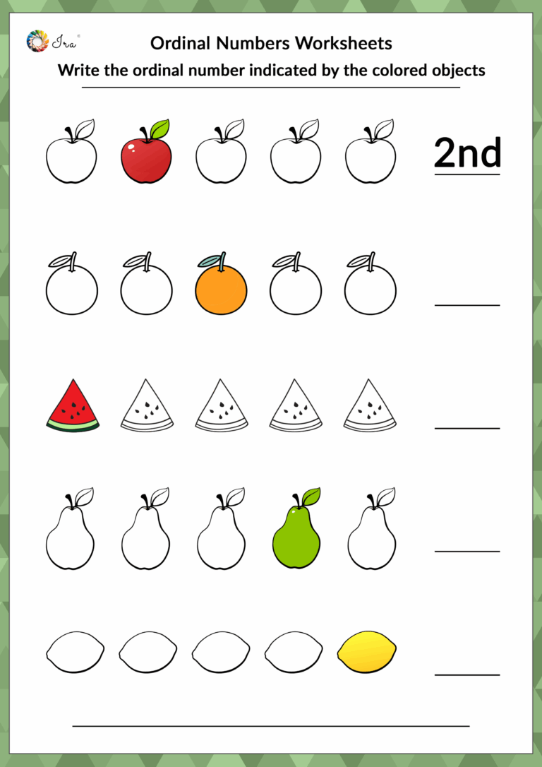 Free Printable English Ordinal Numbers Worksheets For Your Child 24 36 77