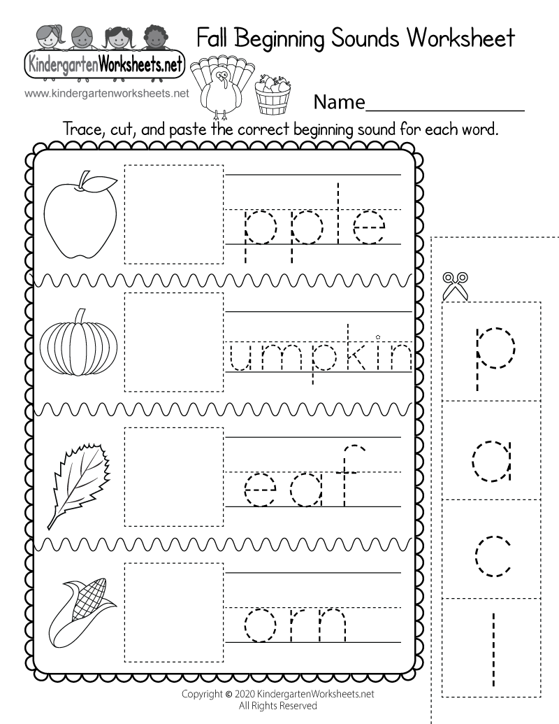 Beginning Sounds Worksheets Kindergarten Free