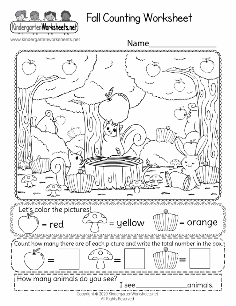 Free Printable Fall Counting Worksheet