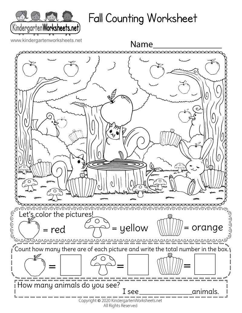 Free Printable Fall Counting Worksheet