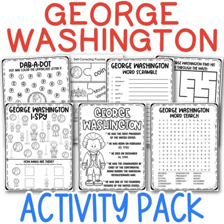 Free Printable George Washington Activity Pack 5 Fascinating Facts
