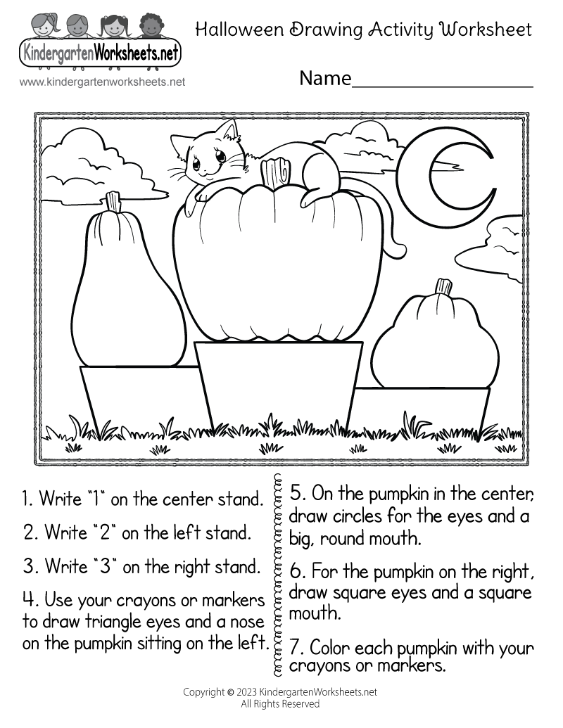Free Printable Halloween Drawing Activity Worksheet