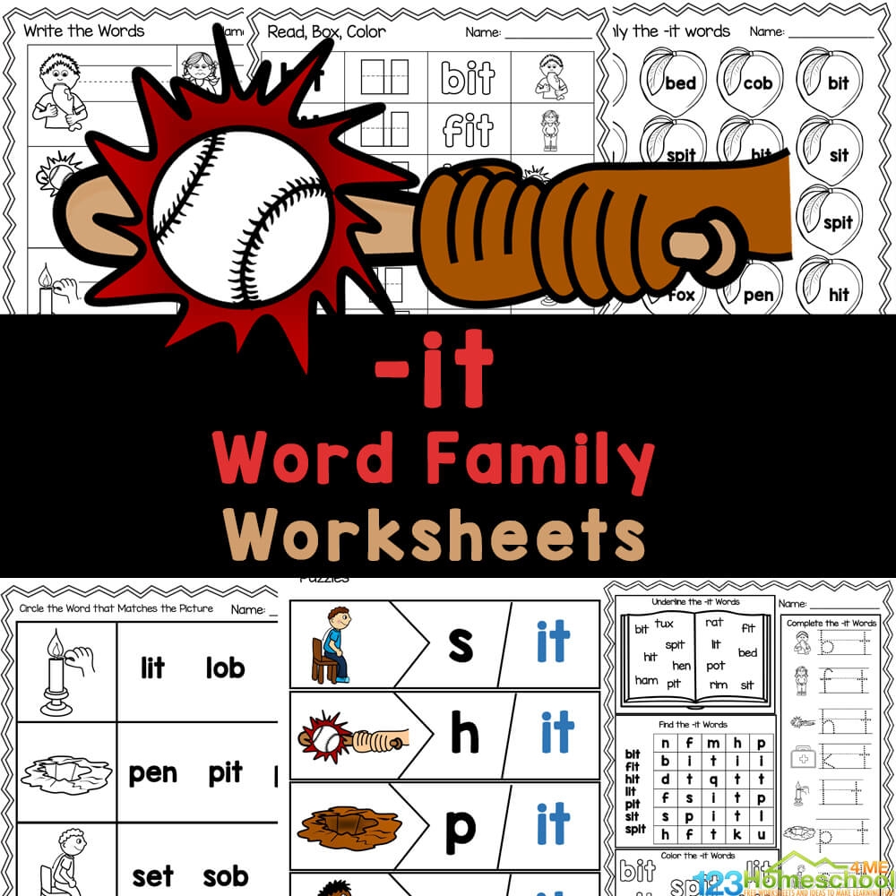 FREE Printable it Word Family Worksheets For Kindergarten FREE Printable it Word Family Worksheets For Kindergarten
