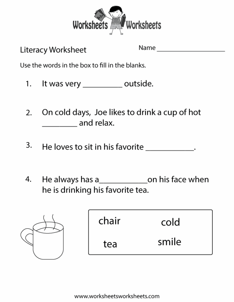 Free Printable Kindergarten Literacy Worksheet Worksheets Library