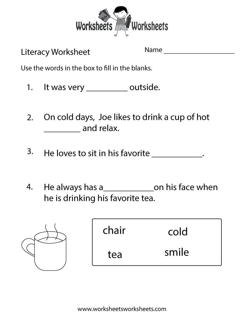 Free Printable Kindergarten Literacy Worksheet Worksheets Library