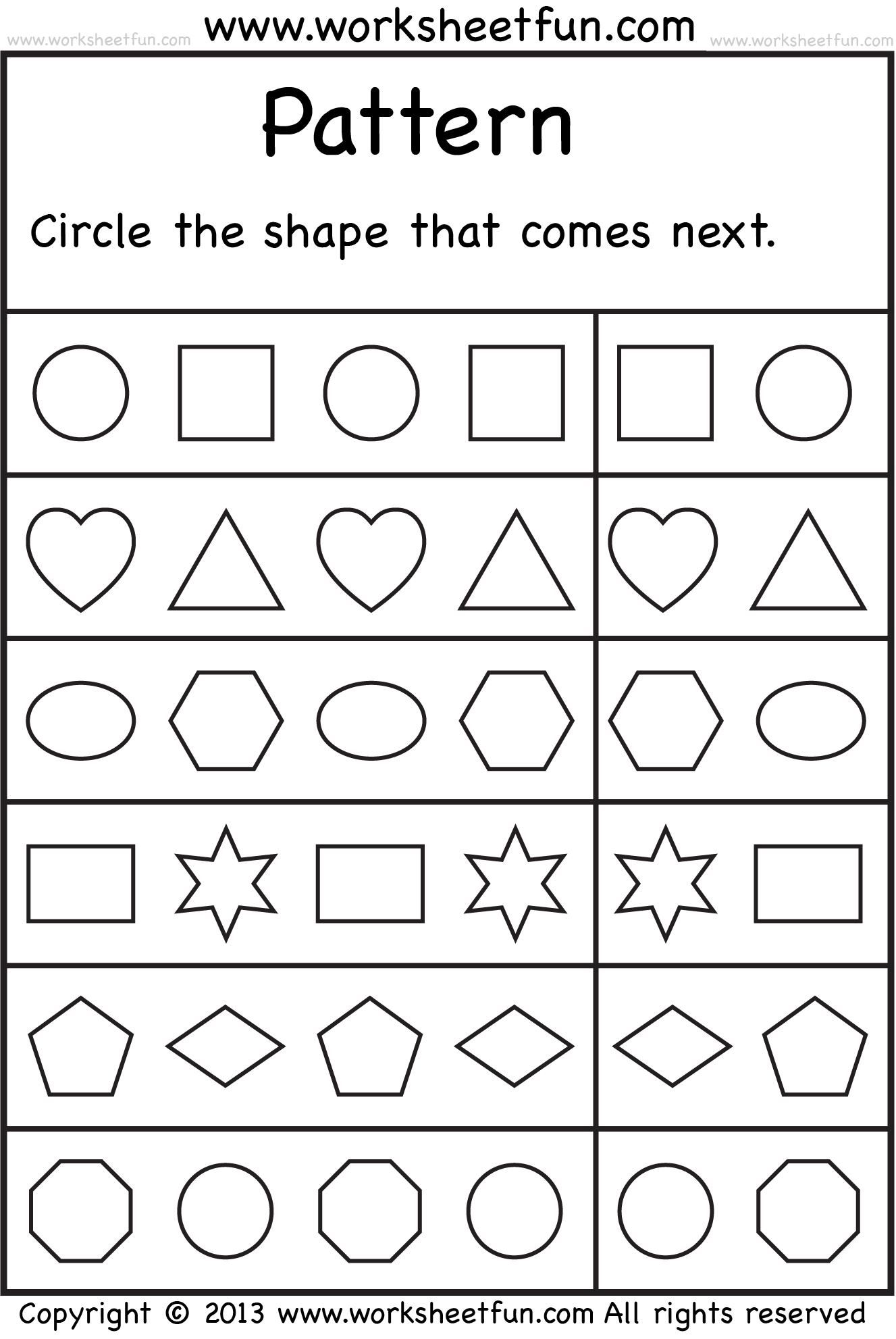 Free Printable Kindergarten Math Pattern Worksheets FREE PRINTABLE Worksheets Library