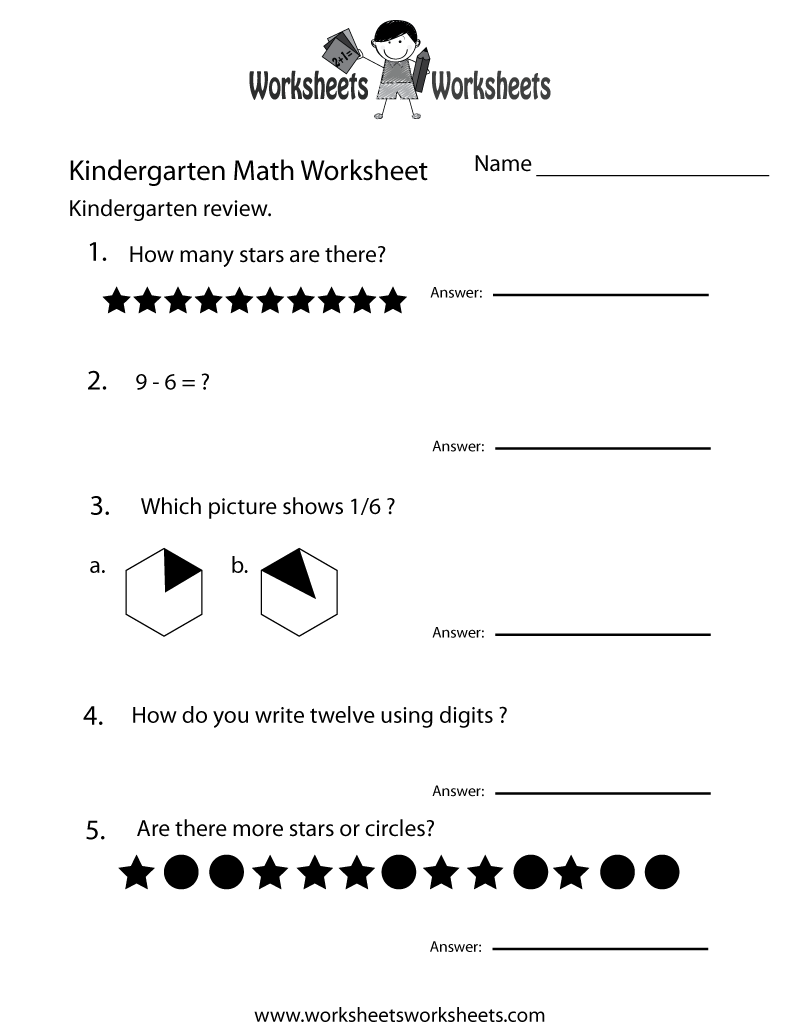 Free Printable Kindergarten Math Review Worksheet