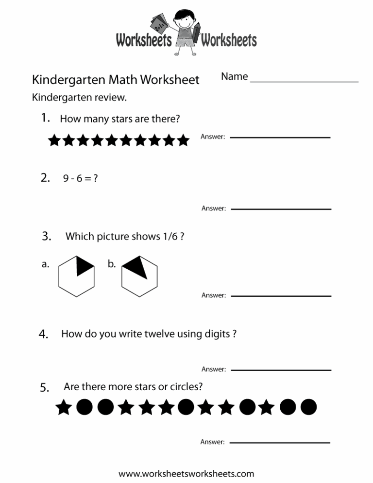 Free Printable Kindergarten Math Review Worksheet
