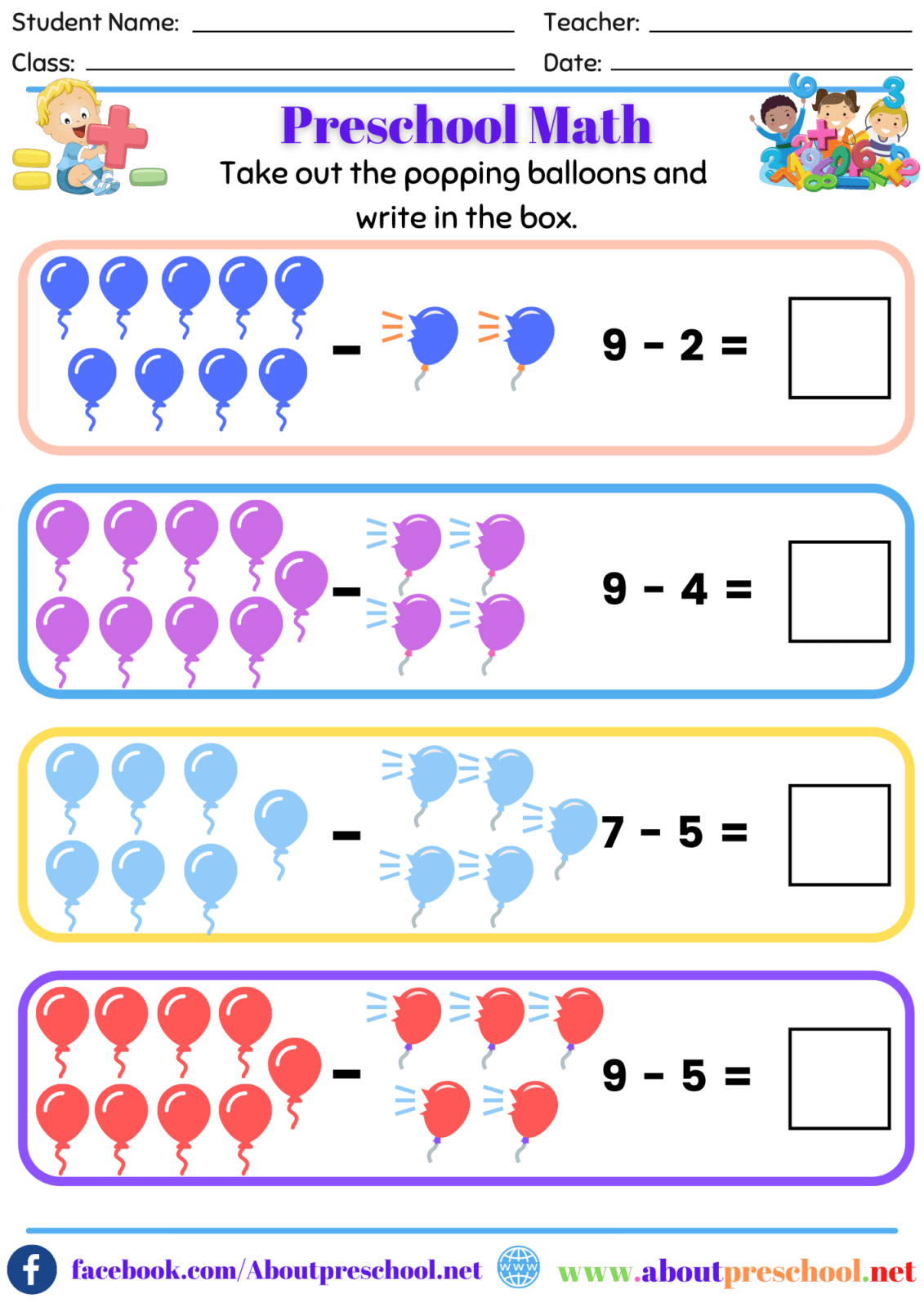 Free Printable Worksheets Math Kindergarten