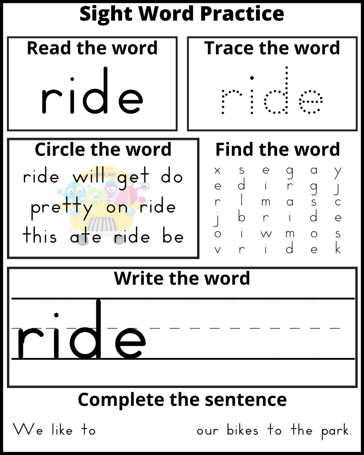 Printable Worksheets Kindergarten Sight Words