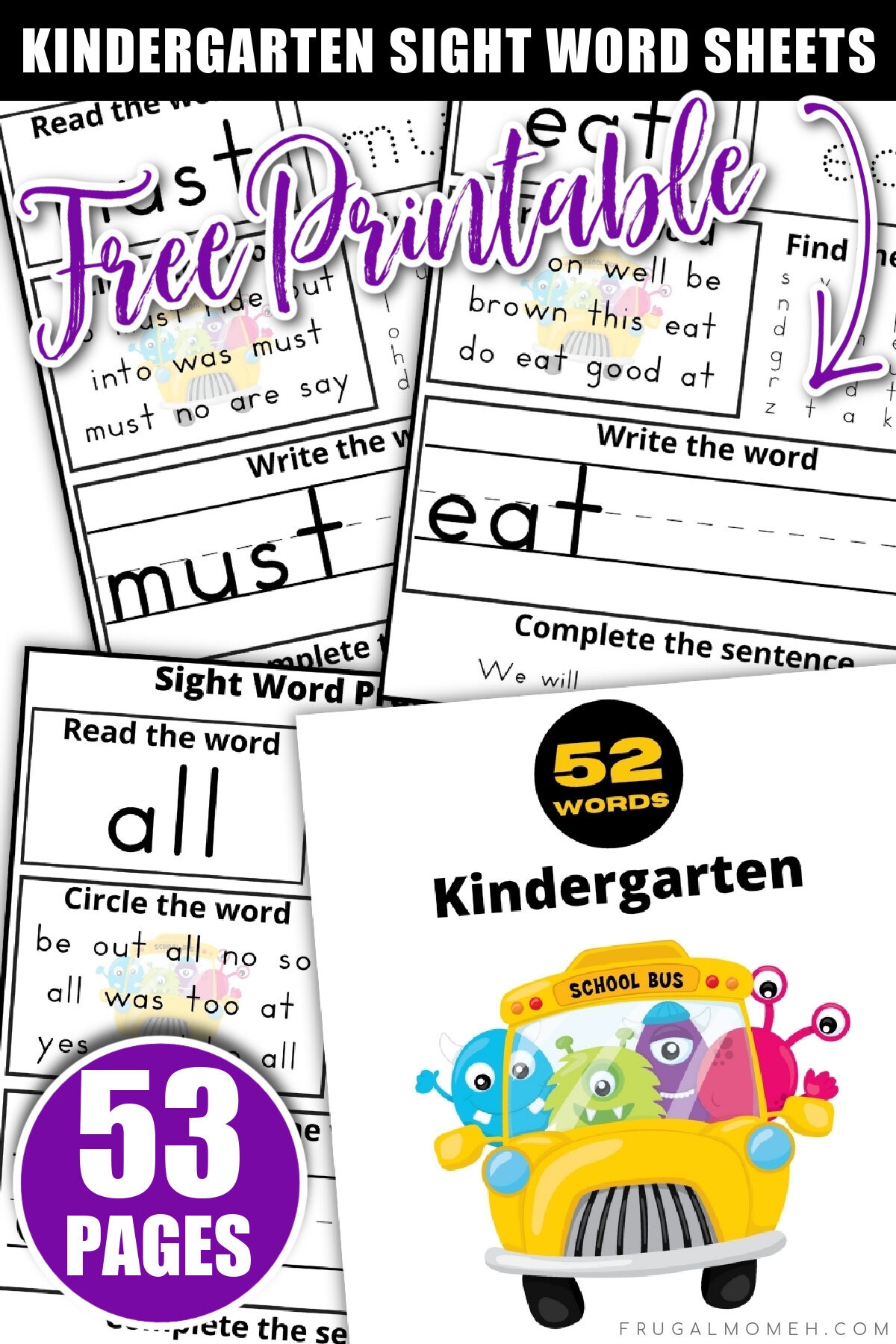 Free Printable Kindergarten Sight Word Practice Sheets Frugal Worksheets Library