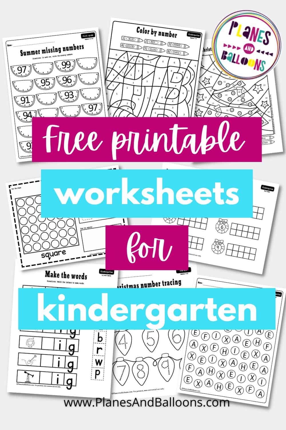 Free Printable Kindergarten Worksheets PDF Planes U0026 Balloons Worksheets Library