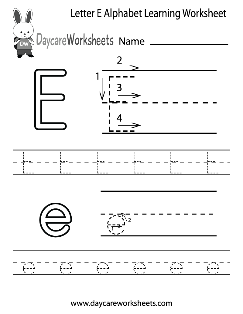 Free Letter E Worksheets For Kindergarten