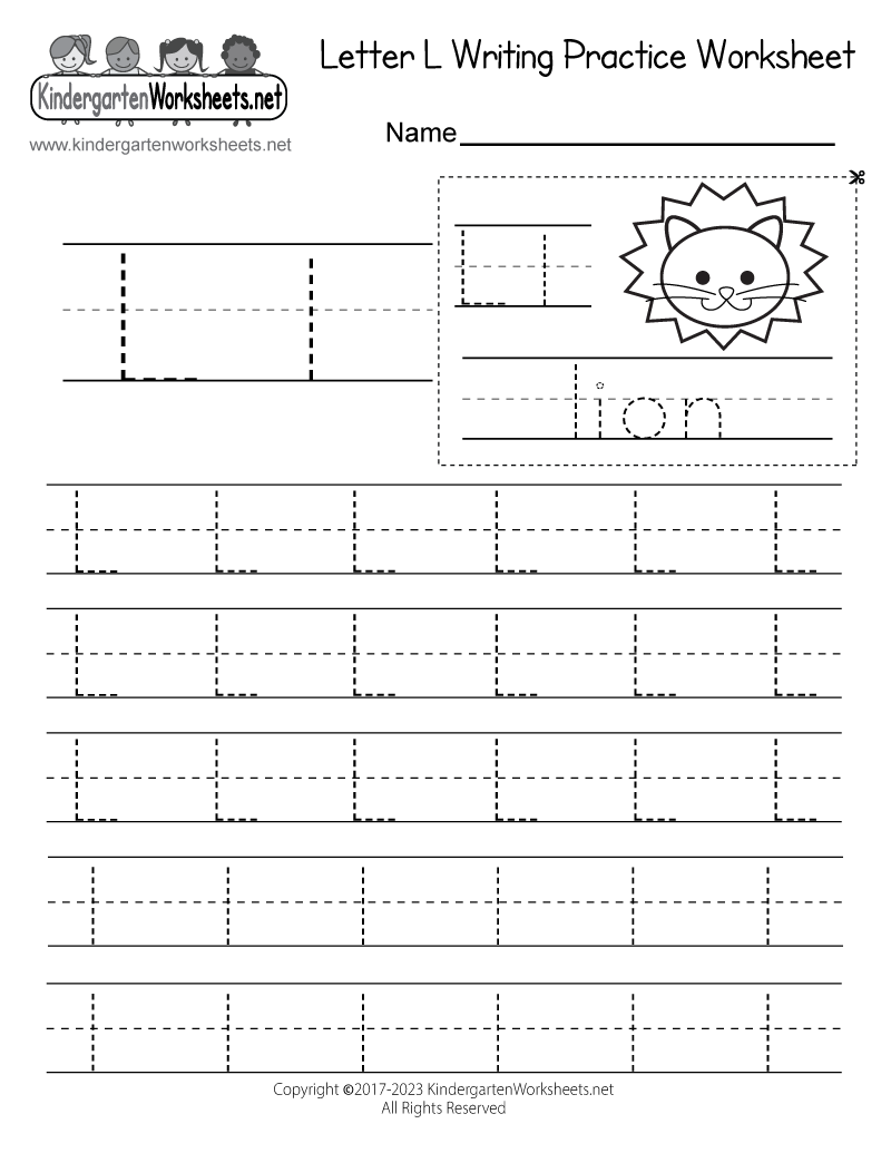 Free Printable Letter L Writing Practice Worksheet