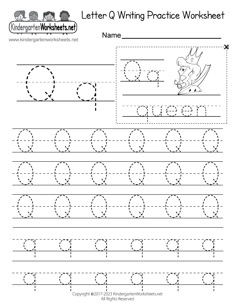 Free Printable Letter Q Writing Practice Worksheet Worksheets Library