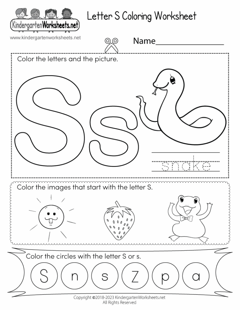Free Printable Letter S Coloring Worksheet